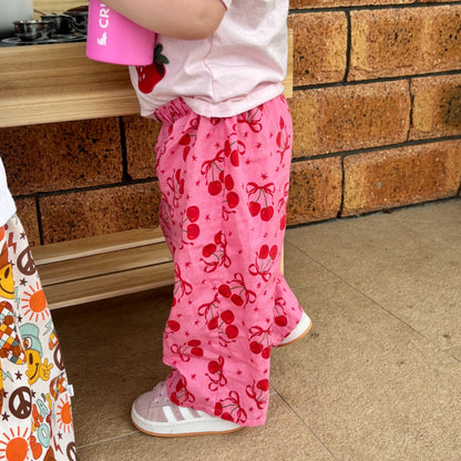 Cherry Bow Linen Pants