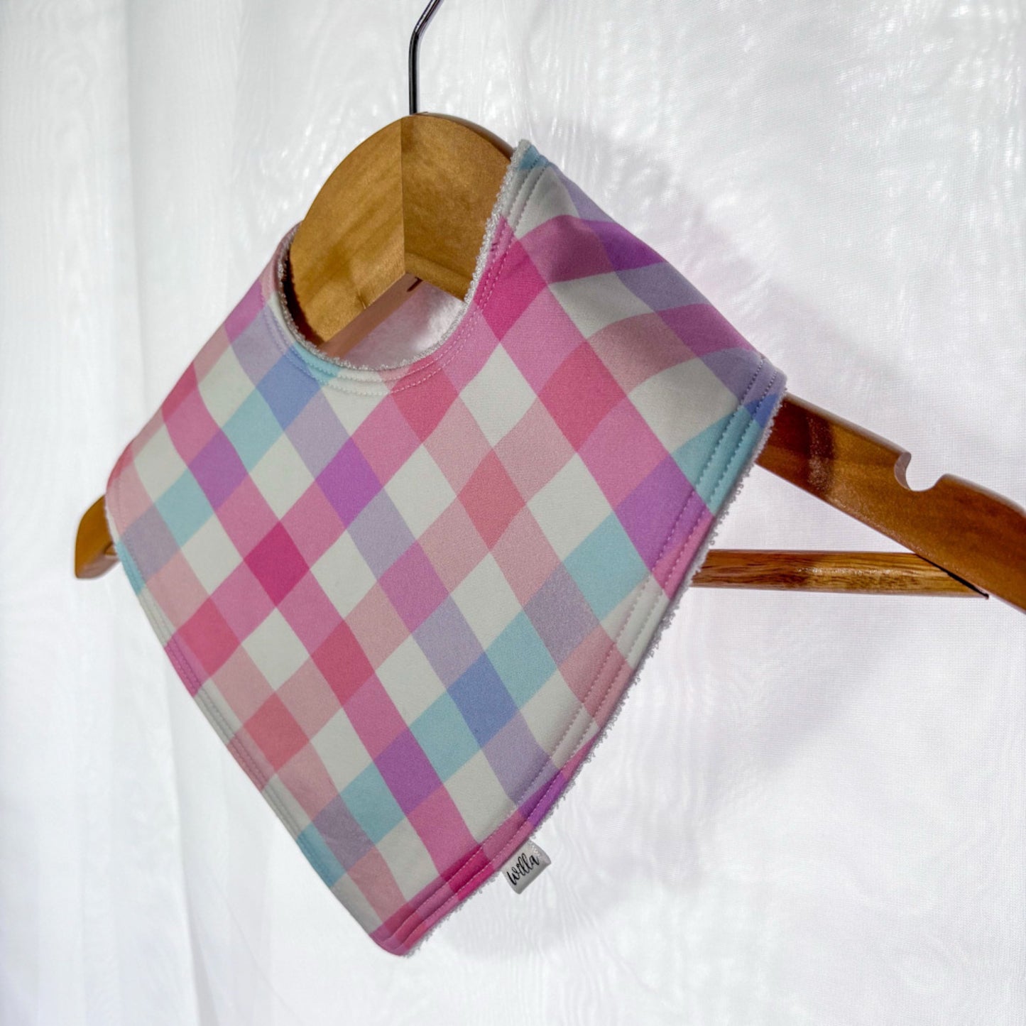 Pastel Pink Gingham Bib